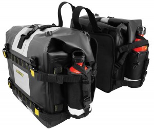 Picture showing SE-4050 Hurricane Adventure Saddlebags - center straps attached